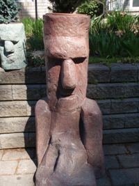 Red Moai Head Statue